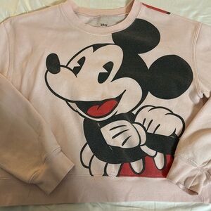 Disney Mickey Mouse Pale Pink and Heather Gray Sweatshirt